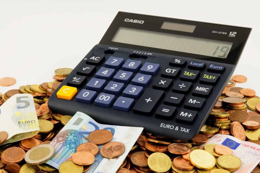 calculator and cash